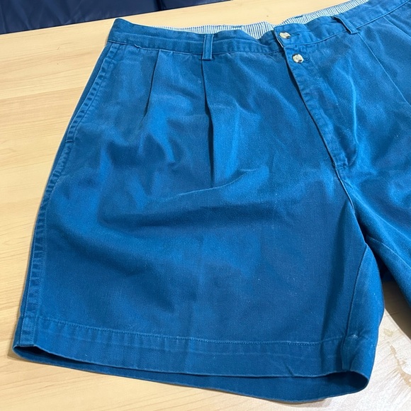 Vintage Christian Dior Monsieur Teal Shorts Pleated Blue Button Men’s Size 38 - Picture 3 of 9